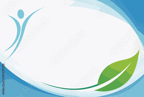 Healthy lifestyle background with leaf and figure  
