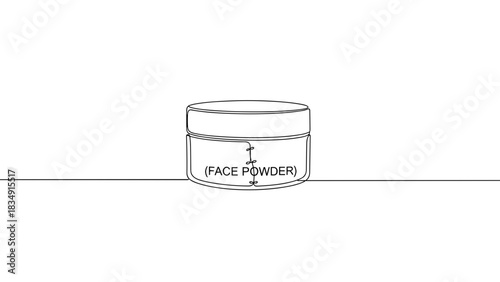 Face powder container in minimalist style on white background  