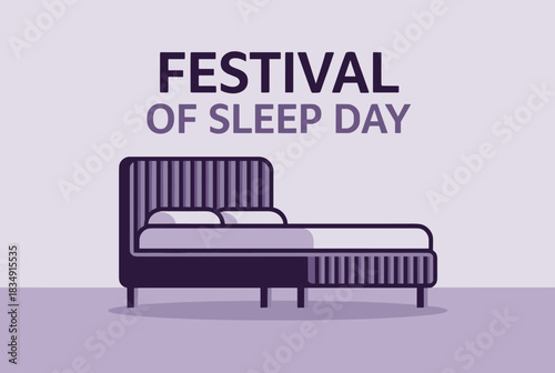 Festival of Sleep Day purple bed illustration  
