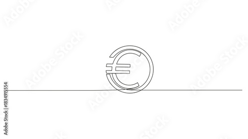Simple outline of euro currency symbol on white background  