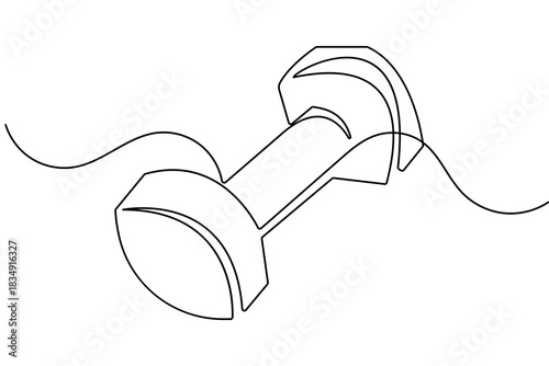 Dumbbell continuous one line drawing minimalist vector isolated flat sketch illustration
