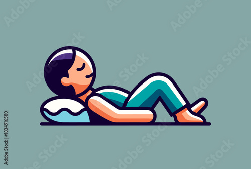 Relaxed person lying on pillow illustration  

