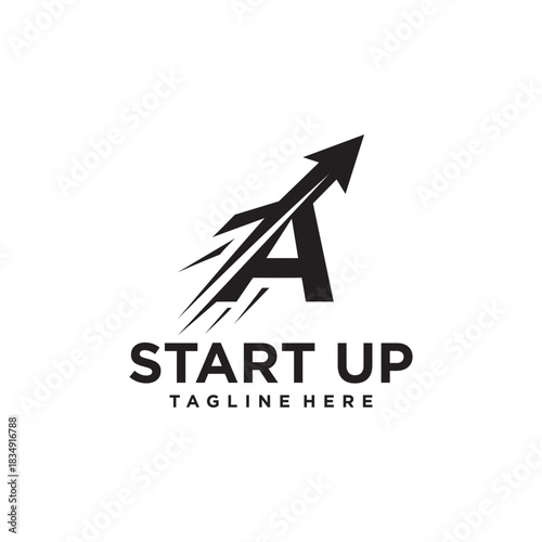 Initial Letter A Startup Launch Arrow Up Fast Vector Logo Design
