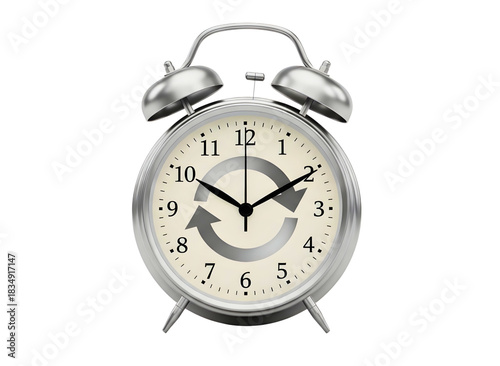 Wallpaper Mural Silver alarm clock with cycle arrows isolated on transparent background Torontodigital.ca