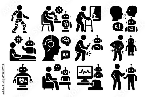 Ai walking pain vector icon therapy speech correction device recovery icons healthcare