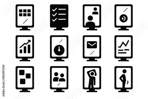 Display vector notifications team relief call schedule smart mirror email icon