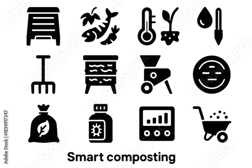 Gauge booster panel moisture icons composting vector icon bag compost lid smart