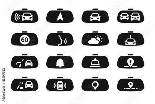 Vector smart detection display blind icon assist emergency mirror guide accident