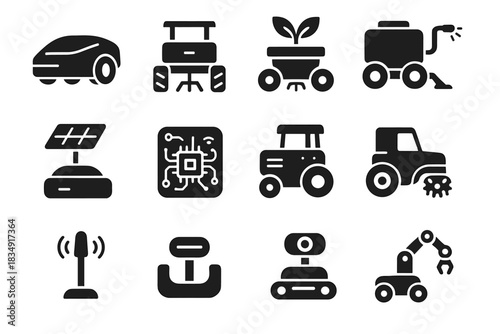 Icon smart planter robotic vector sprayer ai gardening charging tiller robots station