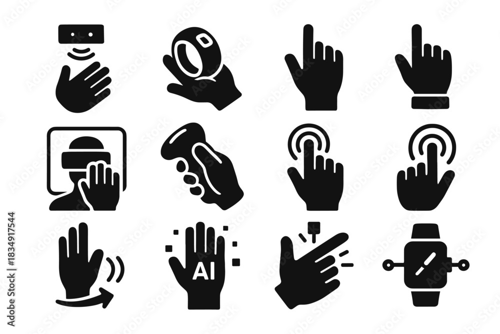 Obraz premium Device control vector vibration gesture motion signal movement icon icons ar interface