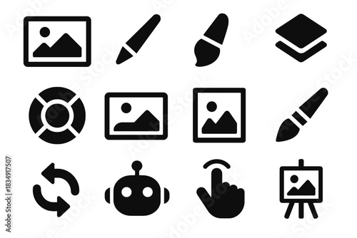 Virtual stylus tool layer icon sketch vector art gesture brush ai controls