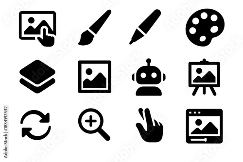 Panel layer art ai assistant digital virtual zoom easel icon vector