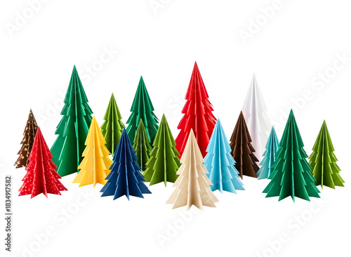 Wallpaper Mural Collection of colorful paper christmas trees isolated on transparent background Torontodigital.ca