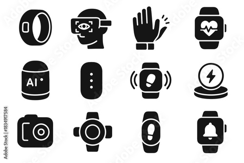 Smart notification futuristic wearable gesture sensor icon vector wireless ar compact icons