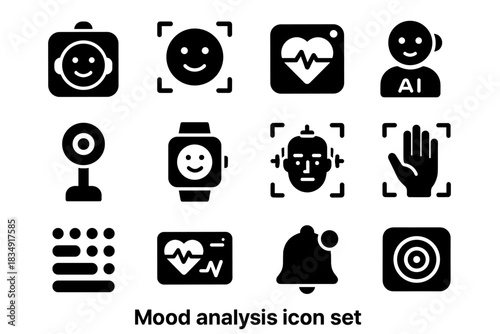 Analysis calibration led icon camera detector recognition mood micro wristband heartbeat vector