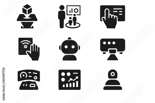 Workspace icon immersive interactive table buttons data assistant interface visualization vector touch