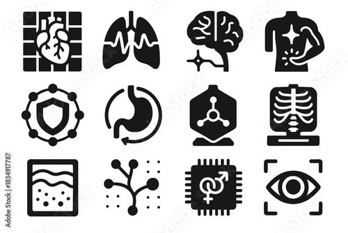 Skin surface module vector icon ai circulatory path neural chip healer skeletal