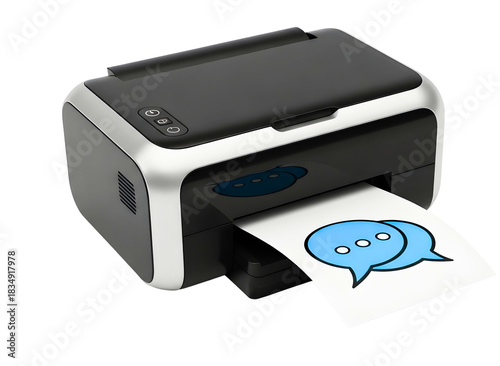 Wallpaper Mural Printing chat messages from a small black and silver home office printer isolated on transparent background Torontodigital.ca