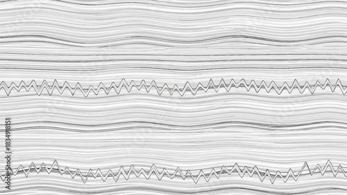 Abstract monochrome background with wavy lines and zigzag patterns creating movement