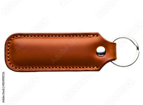 Wallpaper Mural Brown leather keychain fob with metal ring isolated on transparent background Torontodigital.ca