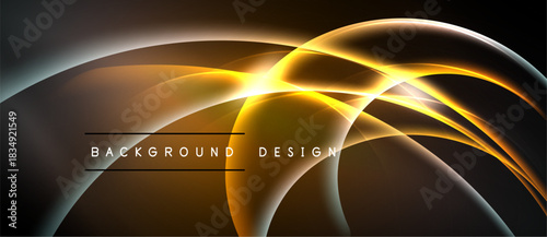 Abstract flowing lines, vibrant orange glow, dark background. Modern design element, dynamic curves, elegant composition.