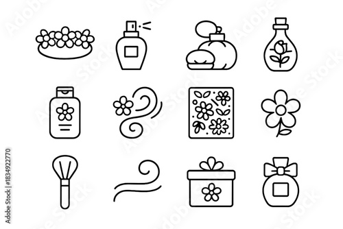 Lace icon airy feminine swirl icons ribboned makeup lotion vector scents light
