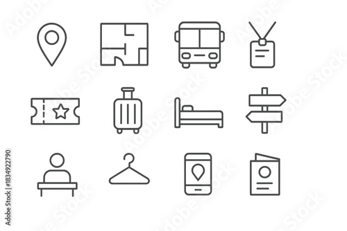 Conference icon vector icons desk lanyard sign plan welcome logistics floor travel