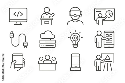 Futuristic icon vector icons board app demo conference code headset tech ar