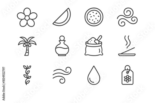 Icon bottle icons bag incense vector market exotic tropical scents tag amber