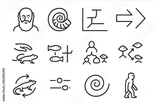 Vector species evolutionary natural ancestral missing biology symbol speciation icons mutation genetic