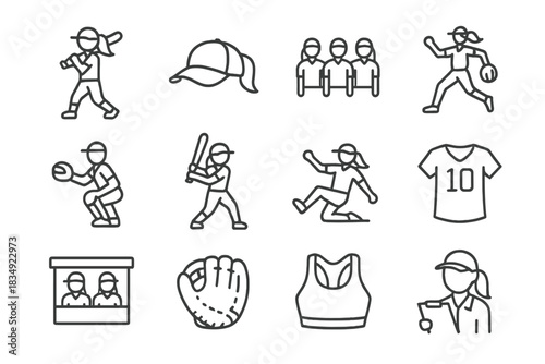 Cap s women vector shot icon team pitching baseball pose female sports