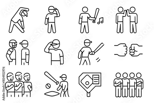 Cap ritual baseball icon chant icons vector high hand flip dugout meeting