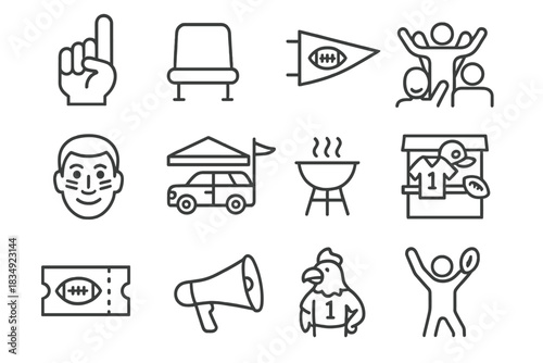 Celebration icons mascot team party stadium cheering football vector stand icon crowd