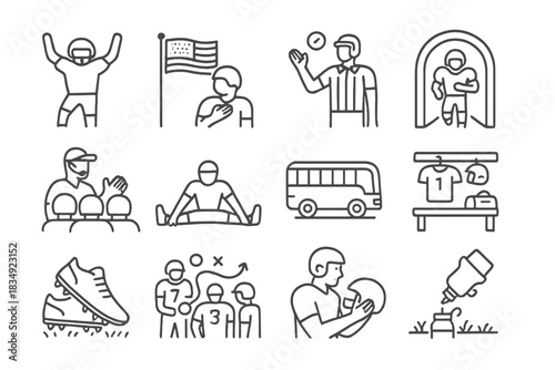 Football game icon turf cleats team gear prep vector drills zone pre