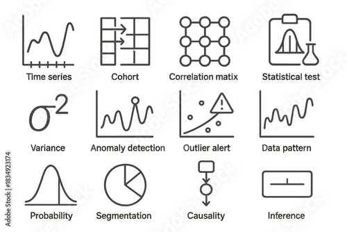 Outlier analytics time cohort statistical vector box analysis graph icons symbol advanced