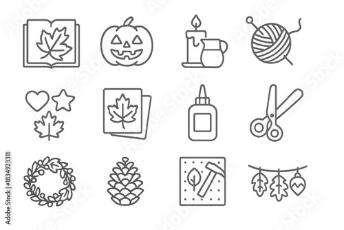 Icons felt leaves craft vector bottle icon paper garland autumn board seasonal