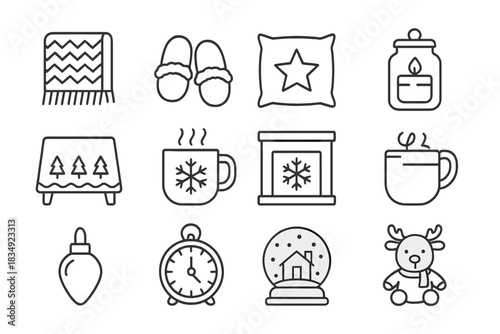 Globe hot vector scented cocoa icons throw bulb warm christmas decal cozy