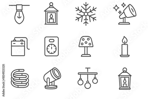 Timer icon christmas light string lighting icons bulb vector candle lantern decorative