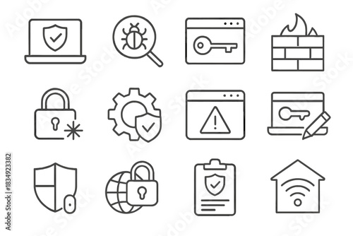 Tools manager threat audit icon firewall icons penetration security intrusion vector encryption