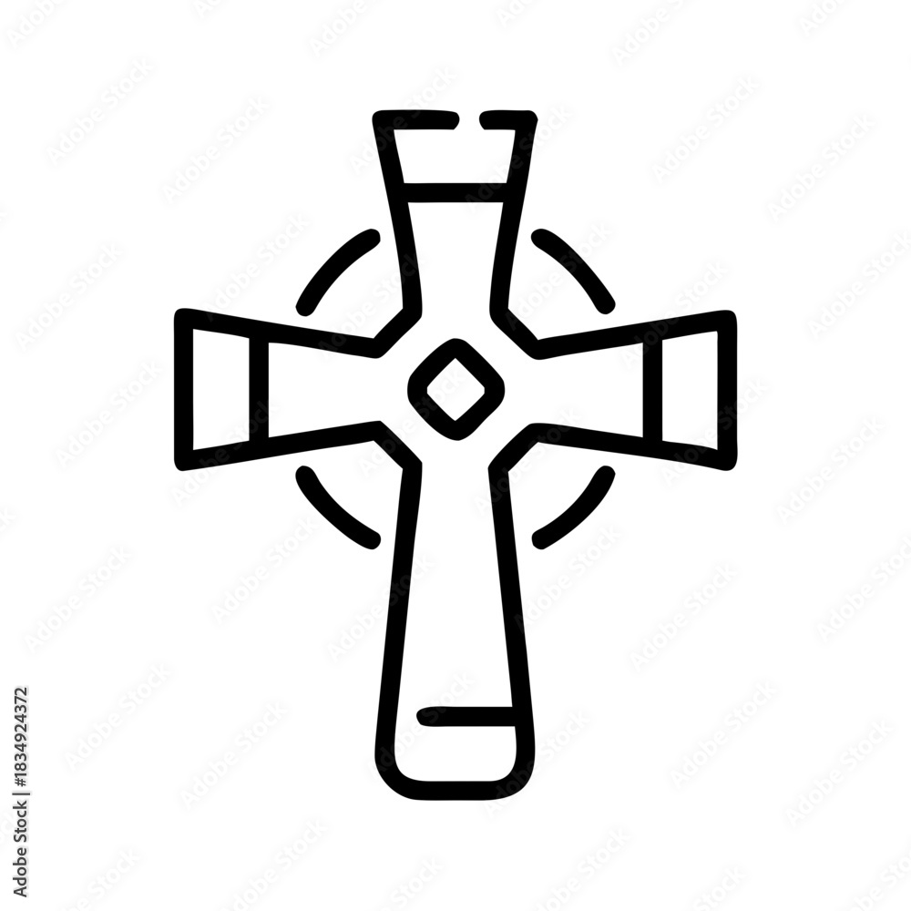 Obraz premium Simple outline cross symbol in minimalist style 