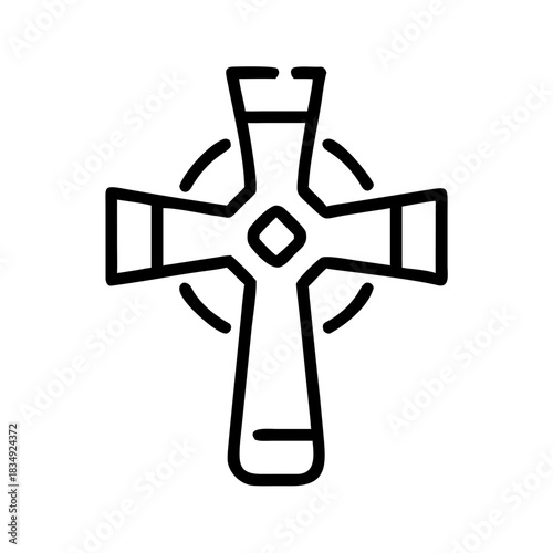 Simple outline cross symbol in minimalist style  