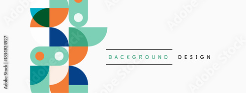 Abstract geometric shapes, vibrant colors, modern design. Minimalist composition, clean lines, suitable background element.