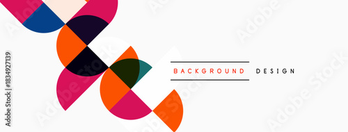 Abstract colorful circles overlap, creating dynamic visual effect. White background features text background design. Modern, simple composition.