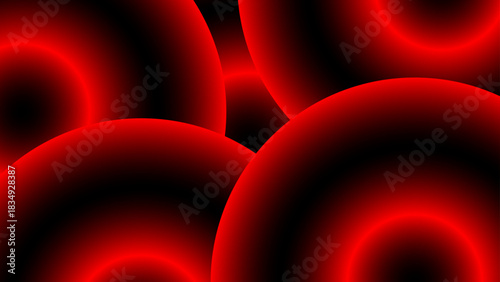 Quantum Echo Grid With Vibrant Red & Obsidian Abstract. Overlapping Neon Spheres deliver a Dynamic Geometric Background for Futuristic Sci-Fi Design.