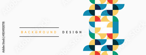 Abstract geometric pattern. Circles create colorful design. Background elements suggest modern aesthetic, simple composition.
