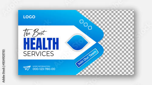 Medical health social media post web banner design set and elegant modern abstract clinic report smooth shape design template