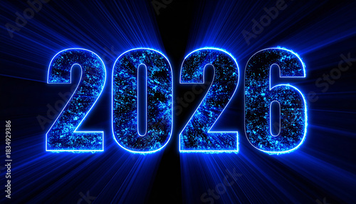 2026 neon sign glowing new year future nightlife vibrant urban electric arrival illuminated retro innovation incoming excited