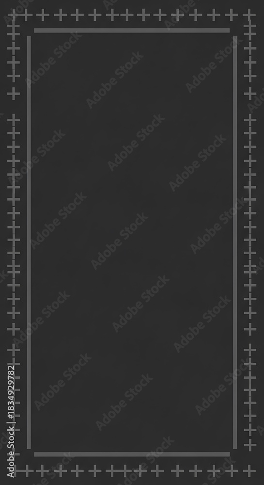 Fototapeta premium Dark gray rectangular frame with plus symbols border.