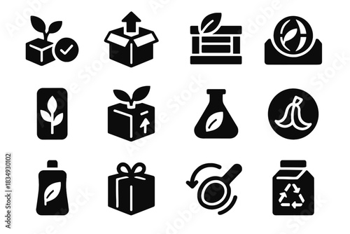Pack shading transparency perfect seal invisible eco icon icons packaging sustainable vector