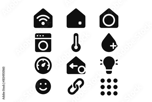 Smart no icons home icon strokes management invisible pressure equal vector cells